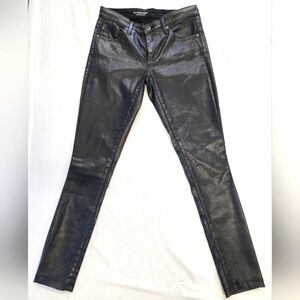 AG Women's Metallic Black Super Skinny Ankle Leggings Pants, sz 26R
